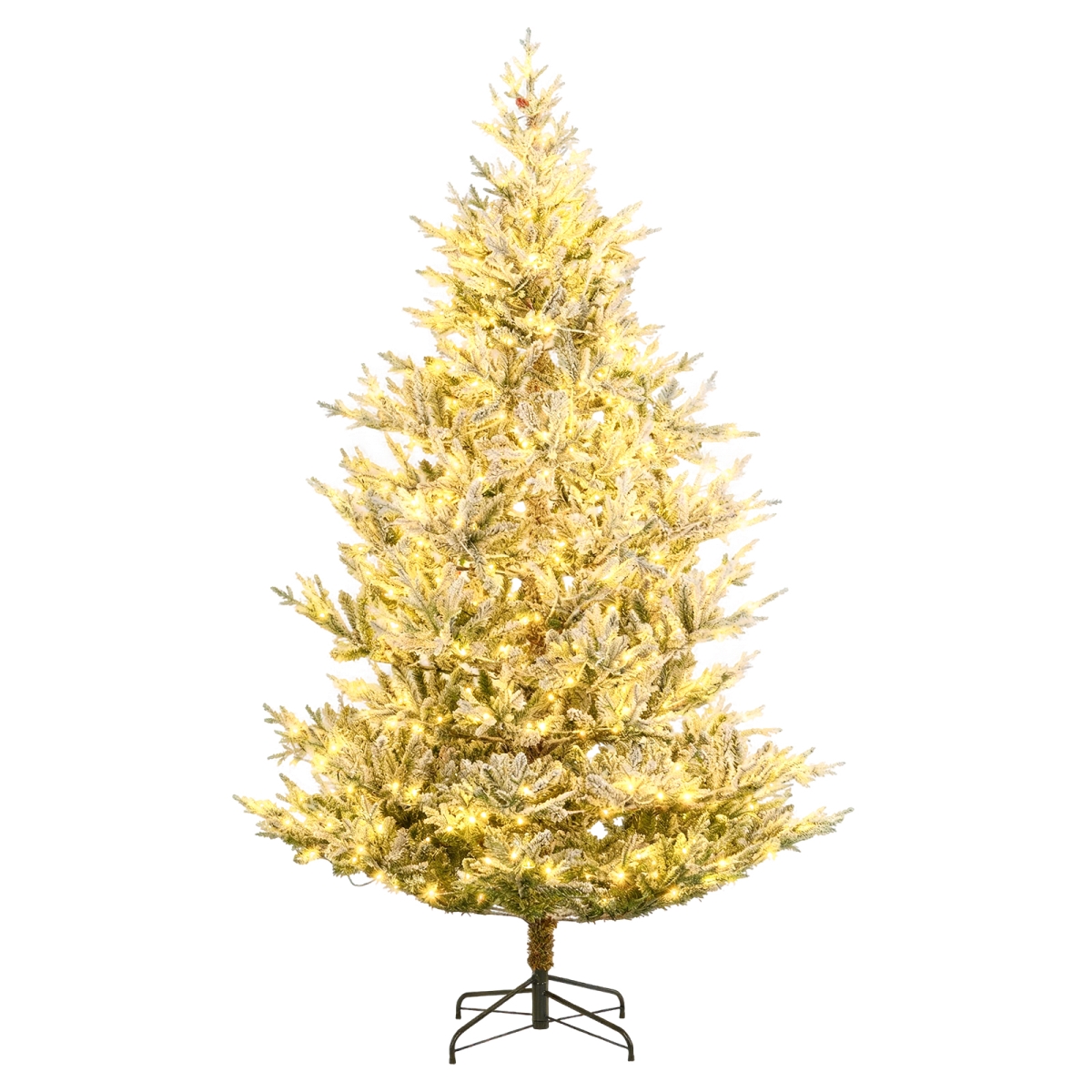 CM25167US-8 6, 7 & 8 ft. Pre-Lit Artificial Hinged Snow Flocked Christmas Tree - 8 ft.
