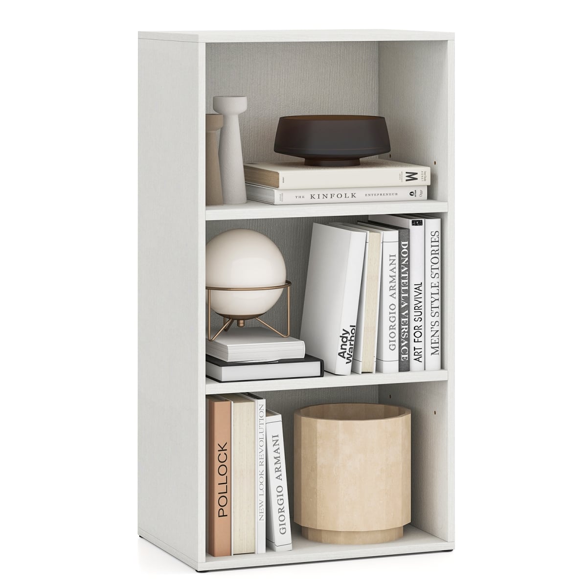 2-CB11068WH 3-Tier Cube Bookcase with Adjustable Shelves for Home Office, White - Set of 2