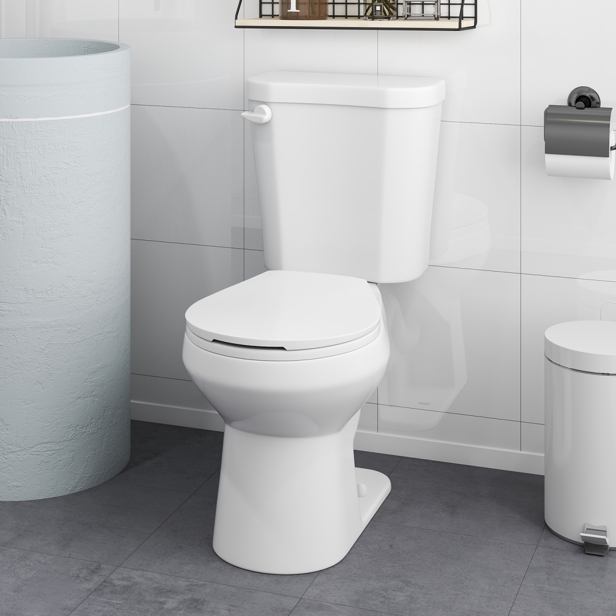 BA8366 Round Toilet with 17.5 in. ADA Comfort Chair Height Seat, White - 2 Piece