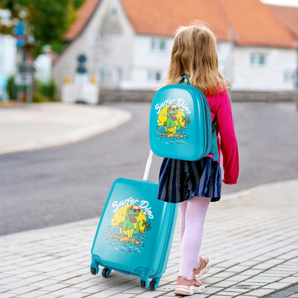 BN10045 Kid Luggage Set with Spinner Wheels for Children Boys Girls, Blue - 2 Piece