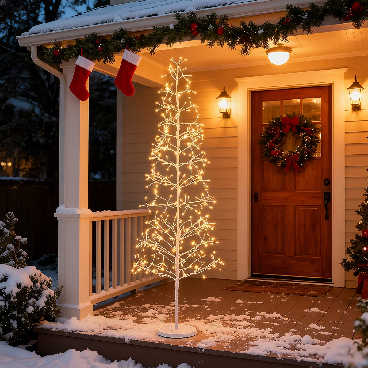 CM25141US-L 6 ft. Lighted Birch Pre-Lit Twig Tree with 320 Warm White LED Lights
