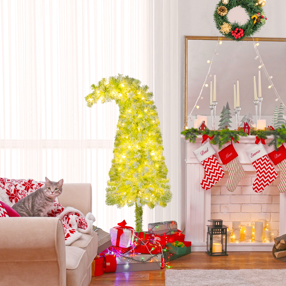 CM25187US-5 5 ft. Whimsical Christmas Tree with Bendable Top & 216 Branch, Green