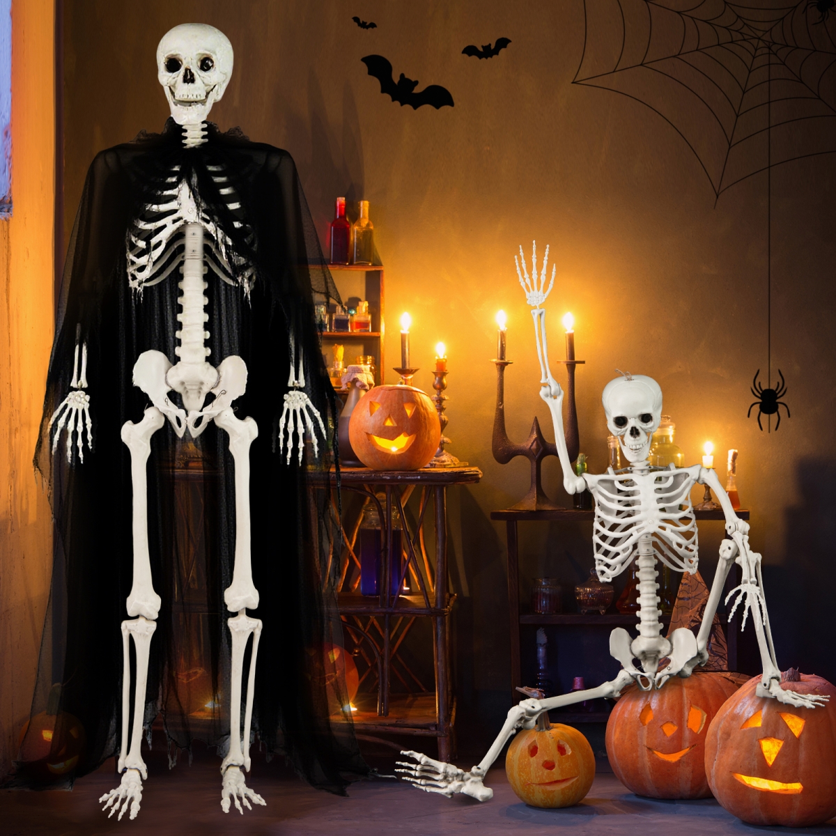 CM25102 5.4 ft. Halloween Skeleton Decoration Life Size Large Skeleton, White