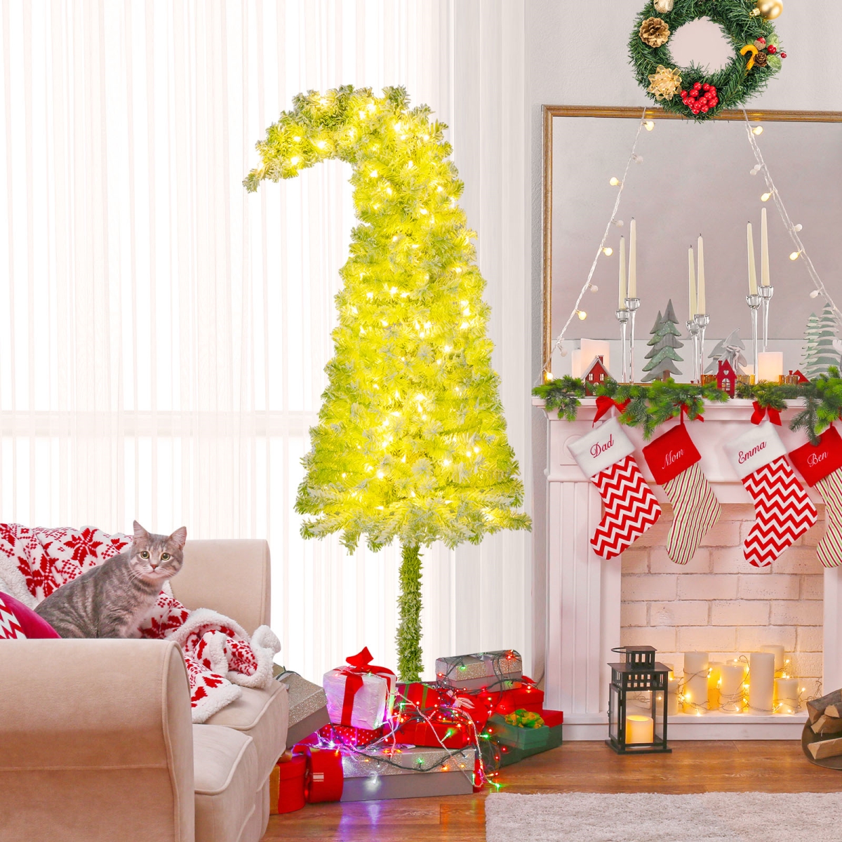 CM25187US-6 6 ft. Whimsical Christmas Tree with Bendable Top & 290 Branch, Green
