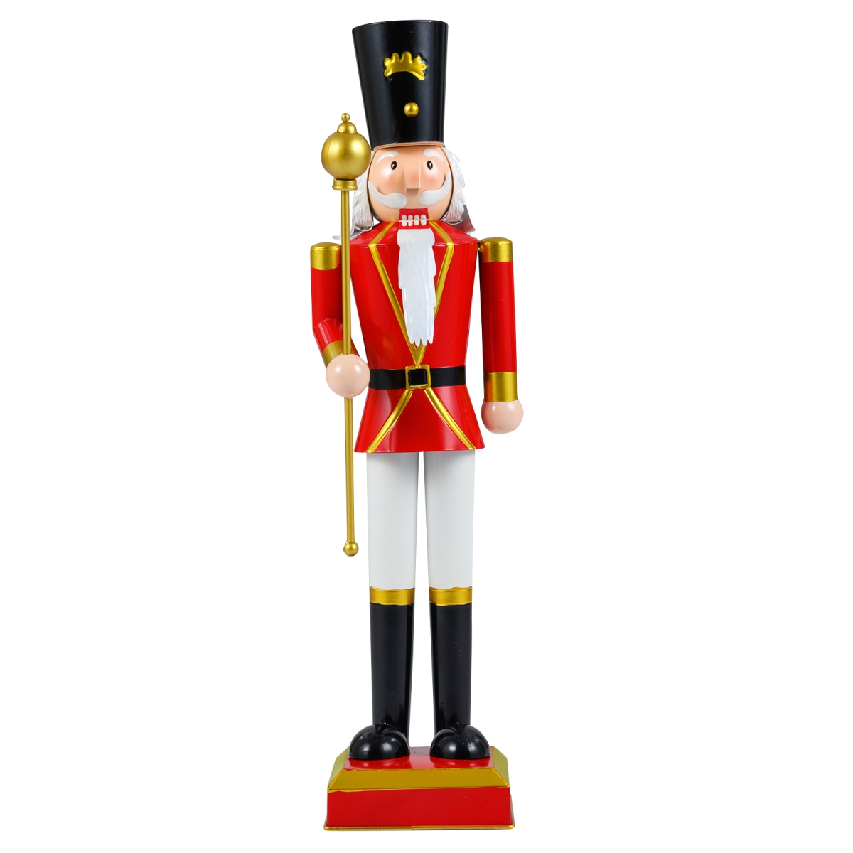 CM25292BK 32.5 in. Christmas Nutcracker with High Hat & Beautiful Scepter, Black & Red