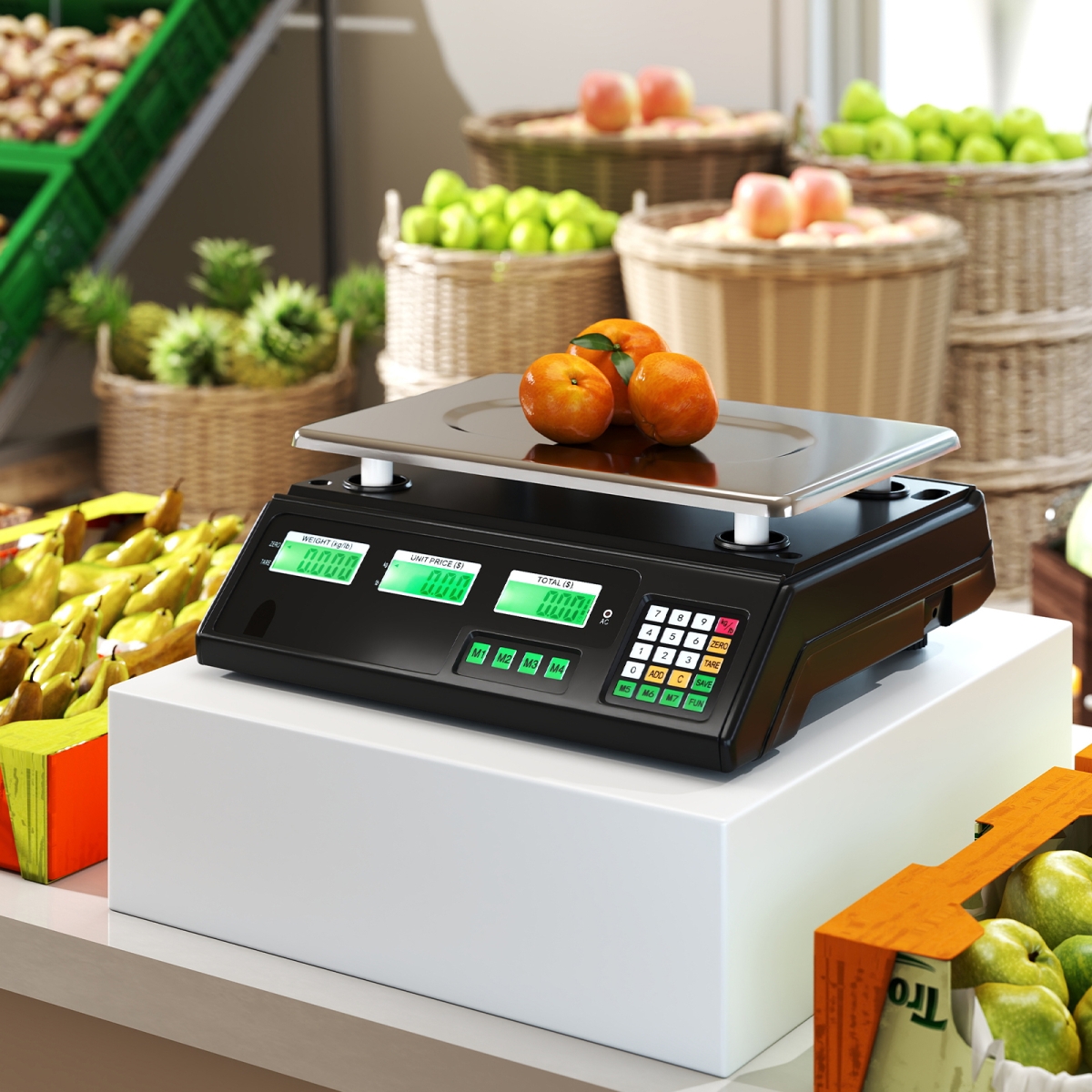 Picture of Costway ES10555US Computing Scale - Digital Commercial Food Scale with Counting Function, Black & Silver - 88 lbs