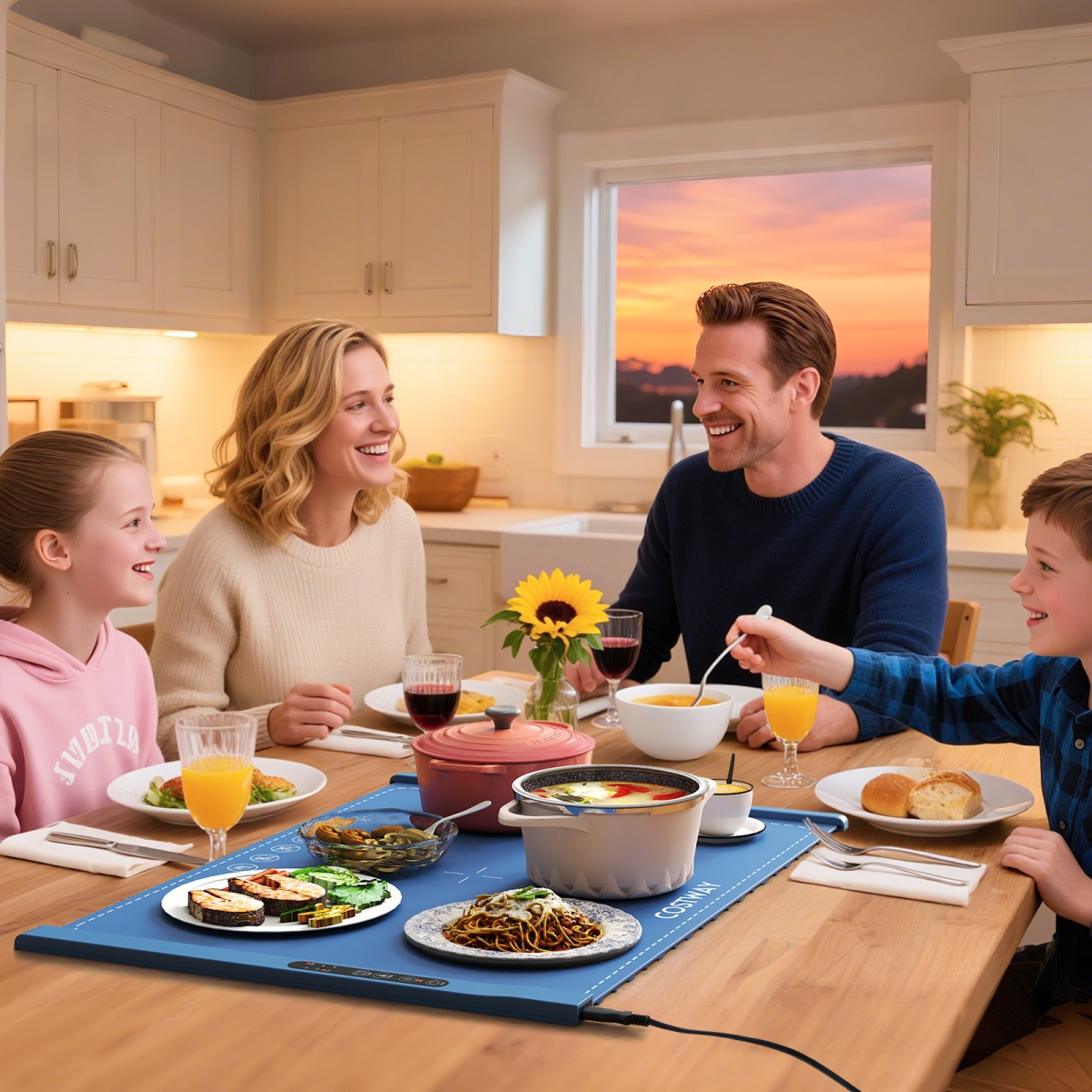 ES10519US-BL Food Warming Mat Rollable & Portable Electric Warming Tray with Fast Heating, Blue