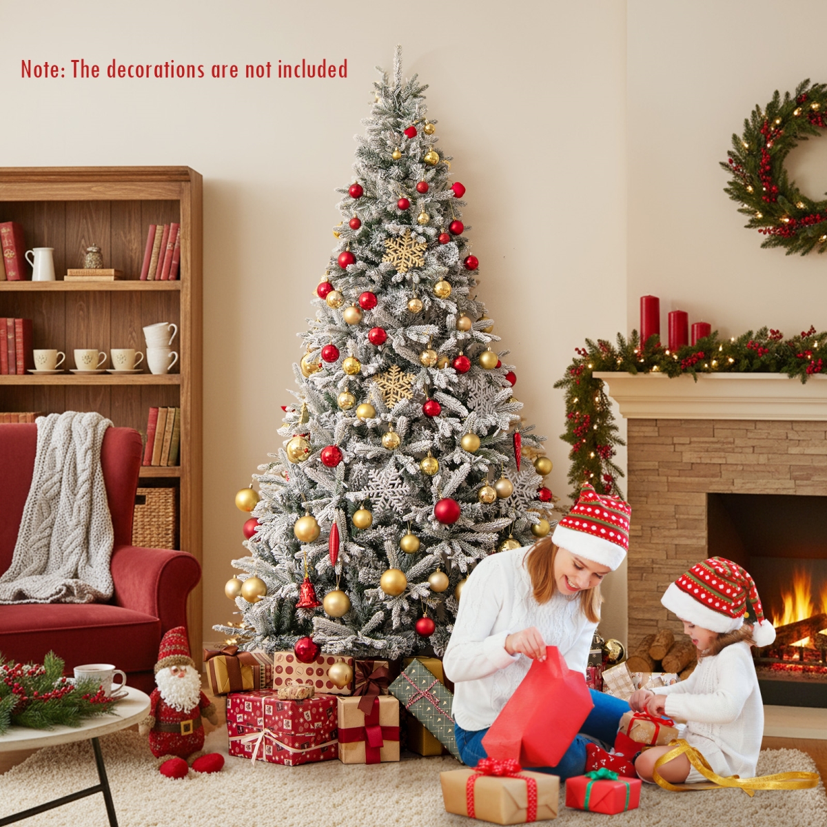 CM25280US-M 7 ft. Half Artificial Christmas Tree with 852 PE & PVC Branch Tips & 9 Modes, White & Green - Medium
