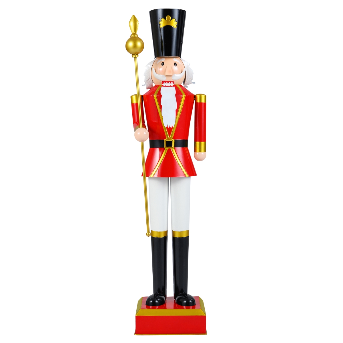 CM25293BK 4 ft. Christmas Nutcracker with High Hat & Beautiful Scepter, Black & Red