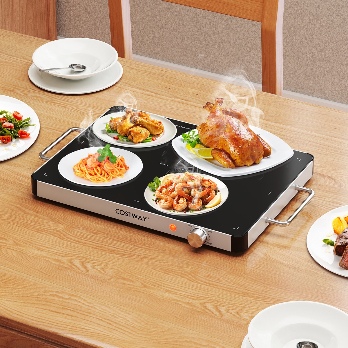 Picture of Costway ES10507US Electric Warming Tray Food Warmer with Adjustable Temperature Control, Black