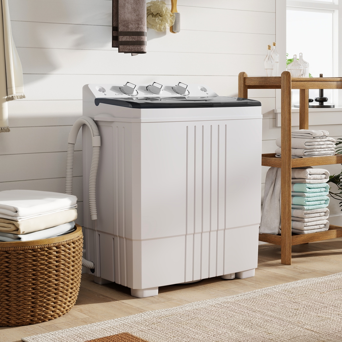 FP11059US-DK Portable Washing Machine with Built-in Drain Pump, Black