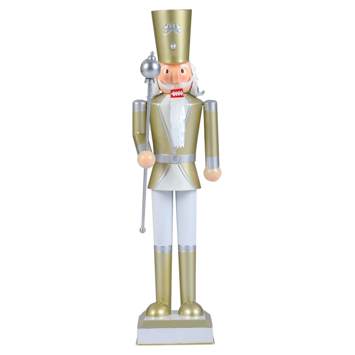 CM25292GD 32.5 in. Christmas Nutcracker with High Hat & Beautiful Scepter, White & Golden