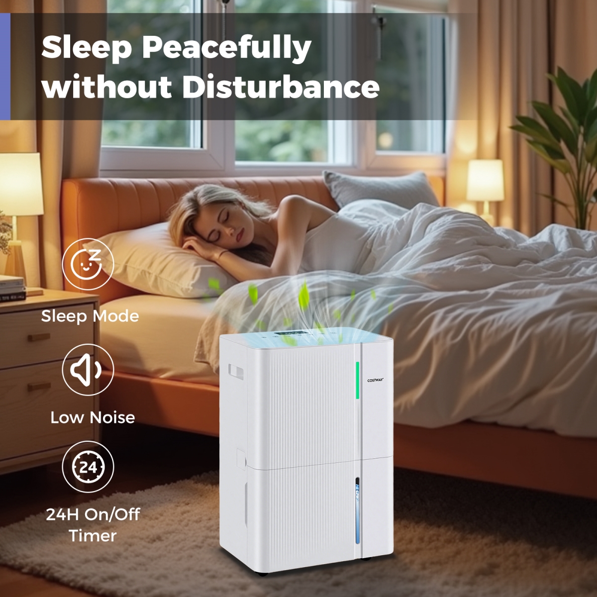 ES10543US-WH 96 Pint Dehumidifier for Home 5500 sq. ft. Dehumidifier with 3 Modes, White
