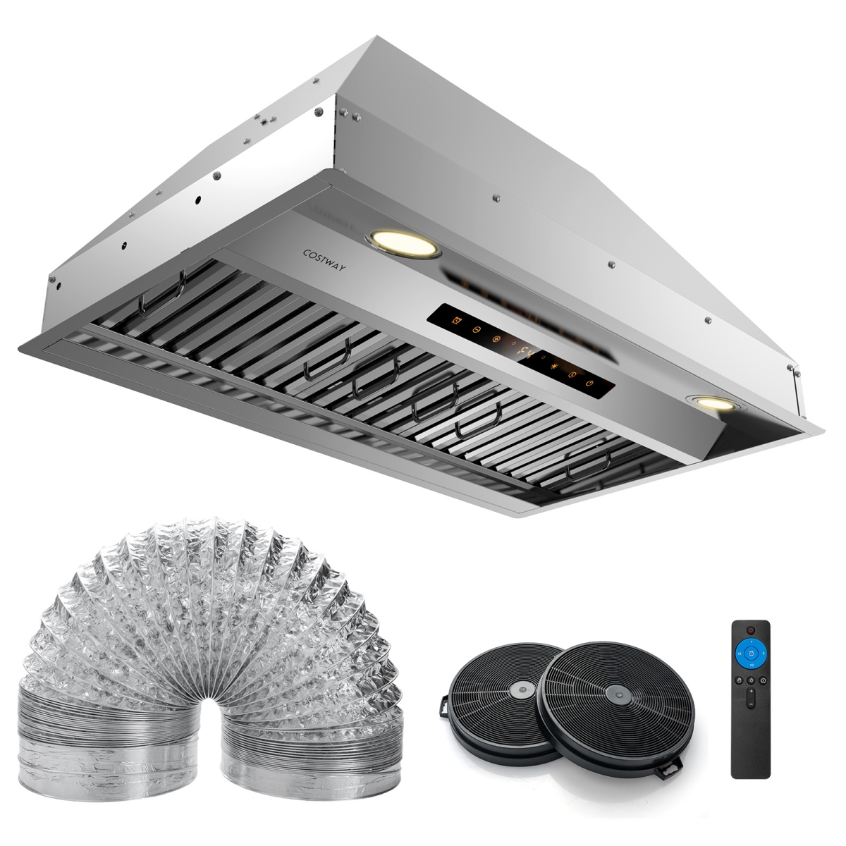 Picture of Costway FP10778US-SL 30 in. Under Cabinet Range Hood with 4 Fan Speeds & Baffles Filters, Silver