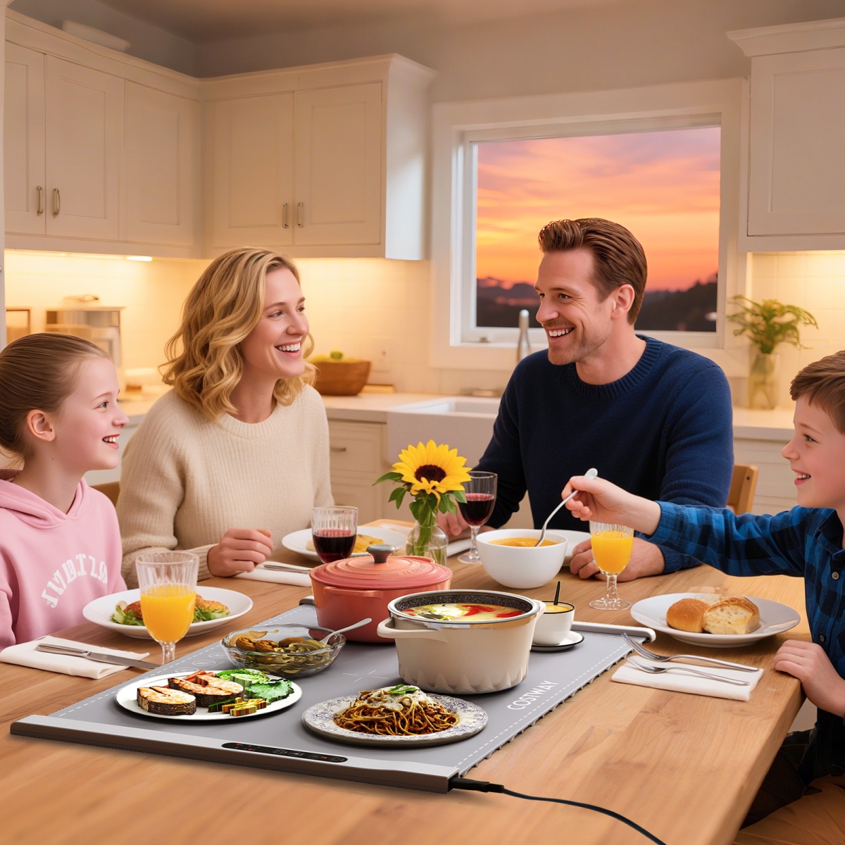 ES10519US-GR Food Warming Mat - Rollable & Portable Electric Warming Tray with Fast Heating, Gray