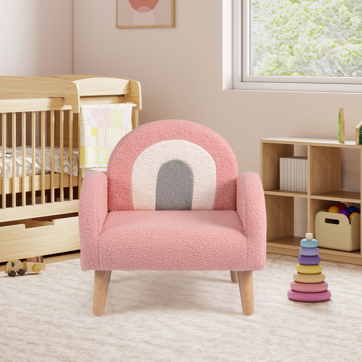 HY10472PI Kids Armchair with Comfy Backrest & Armrests, Pink