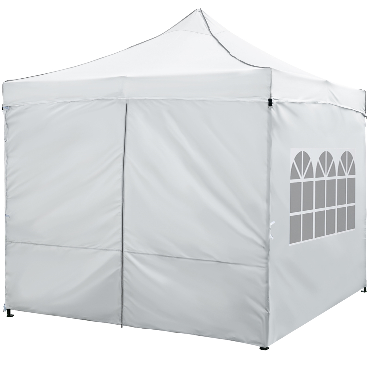 NP12821WH 10 x 10 ft. Pop Up Canopy Tent with 4 Removable Sidewalls & Wheeled Bag, White