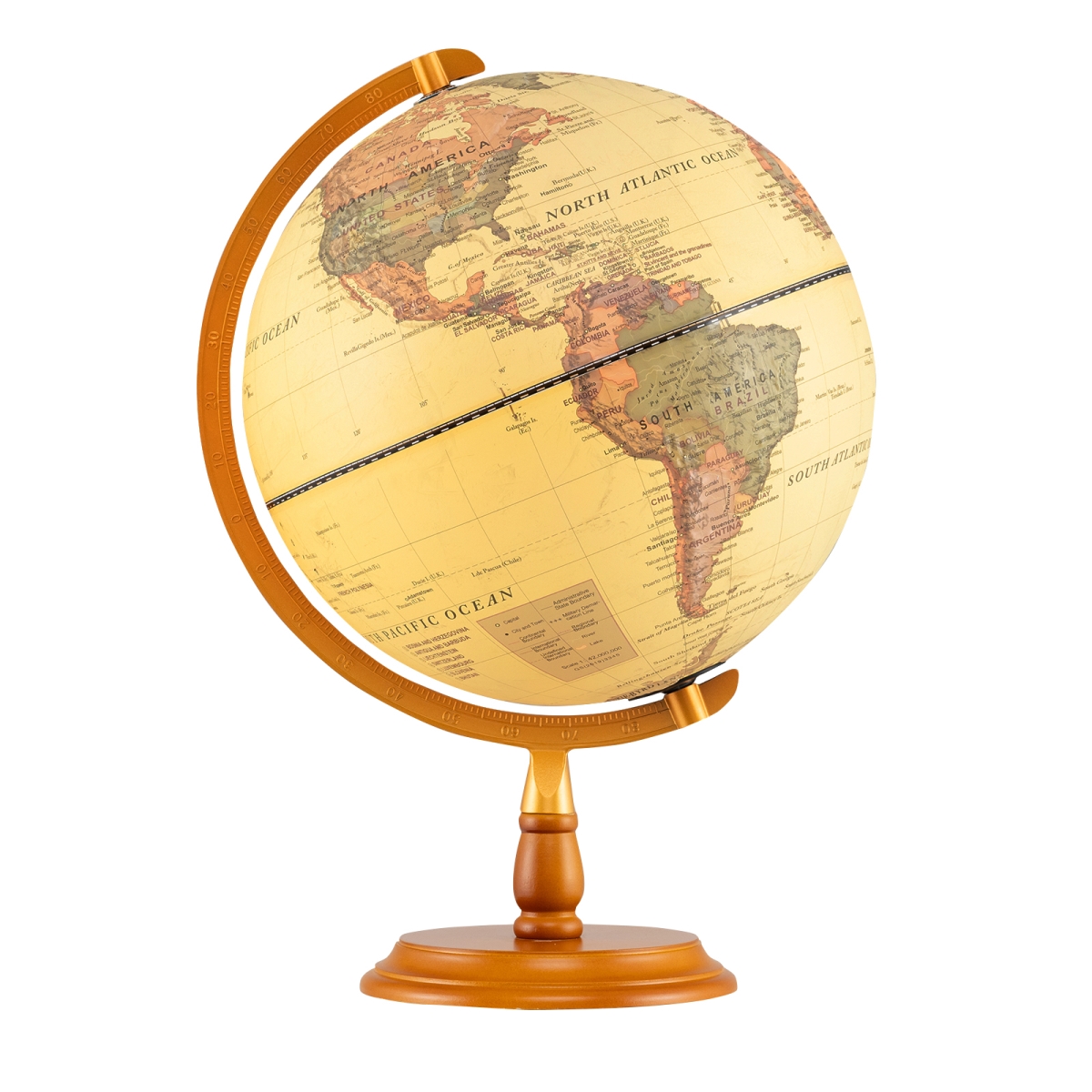 HZ10341CP 12 in. Illuminated World Globe Antique Light Up Globe Night Lamp, Bronze