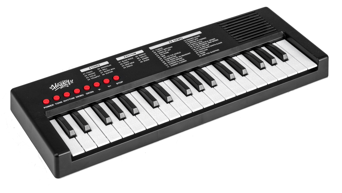 MU10135DK 37 Keys Kids Piano Keyboard with 8 Rhythms & Microphone, Black