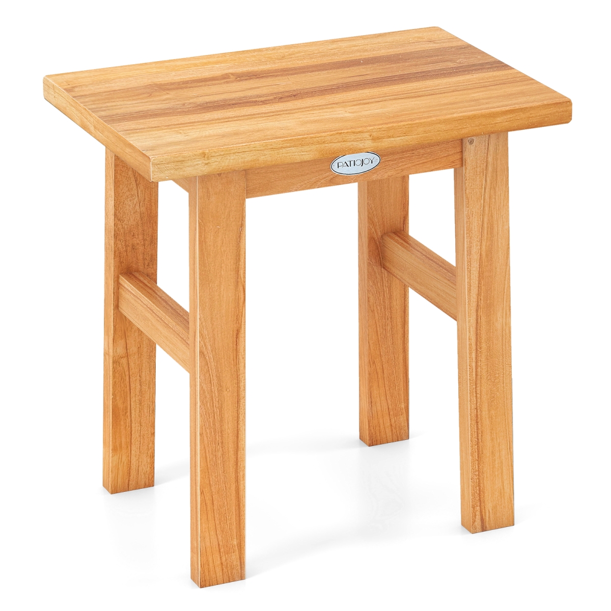 JV12849 18 in. Teak Shower Bench Spa Bath Stool for Shaving Legs, Natural