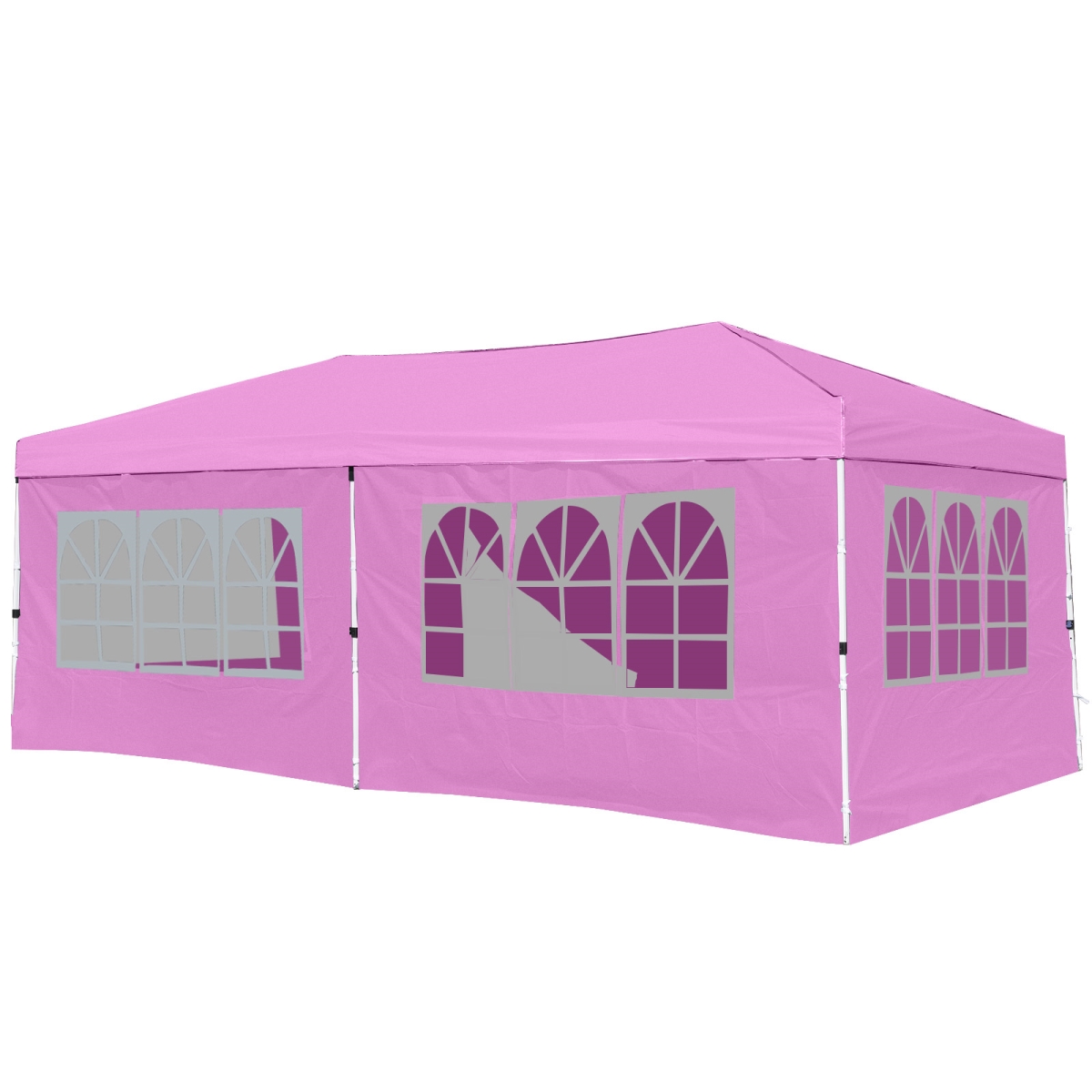 NP12816PI 10 x 20 ft. Pop Up Canopy Tent - Instant Setup with 6 Sidewalls, Pink