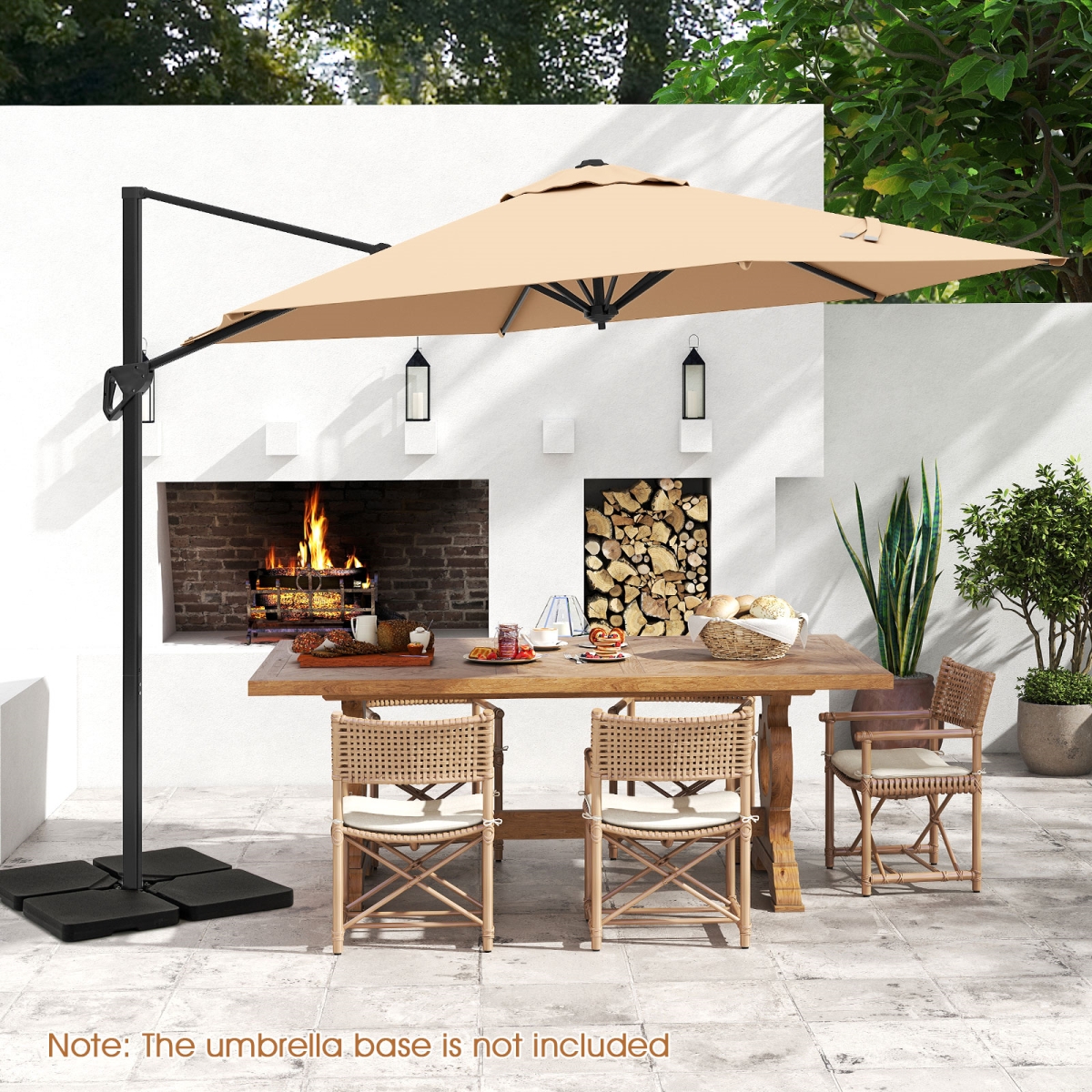 NP12368BE 9 ft. Cantilever Patio Umbrella with Vented Top & Sun-Protective Canopy, Beige