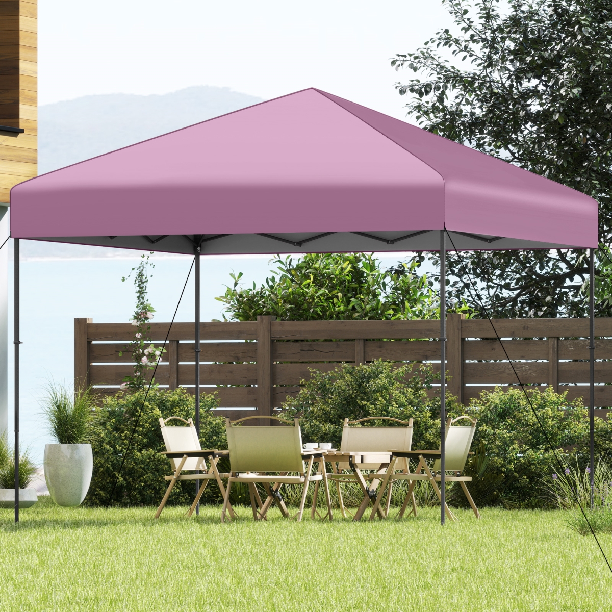 NP12553PI 10 x 10 ft. Pop Up Canopy Tent with Portable Carrying Bag & 8 Stakes, Pink