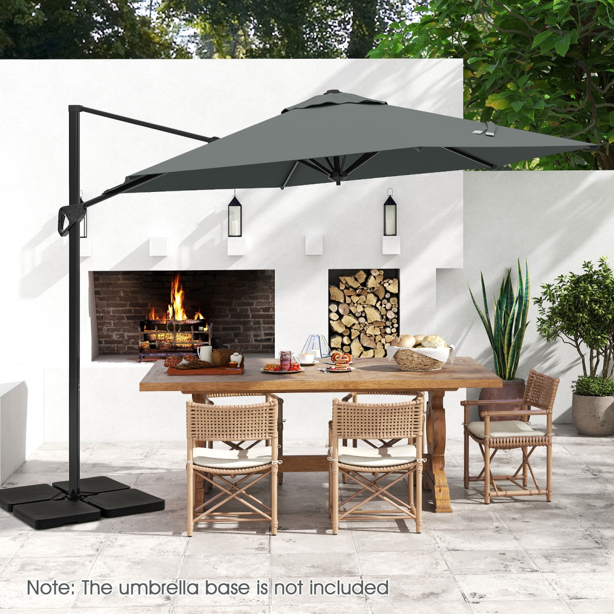 NP12368GR 9 ft. Cantilever Patio Umbrella with Vented Top & Sun-Protective Canopy, Gray