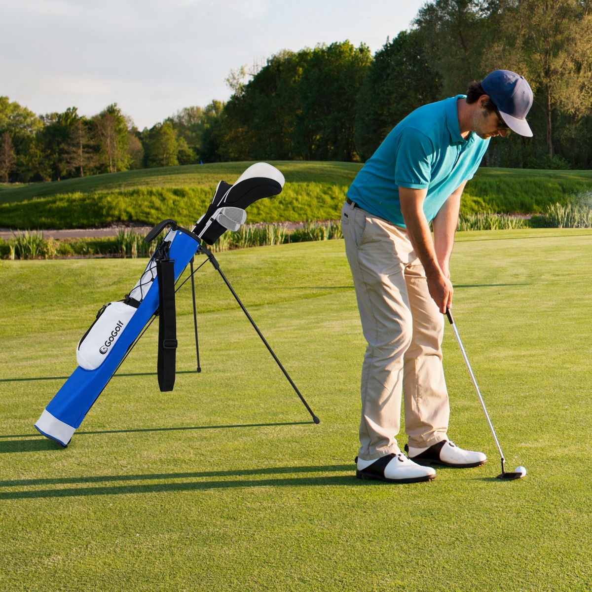 SP38457WH Golf Stand Lightweight Golf Bag for the Driving Range, White