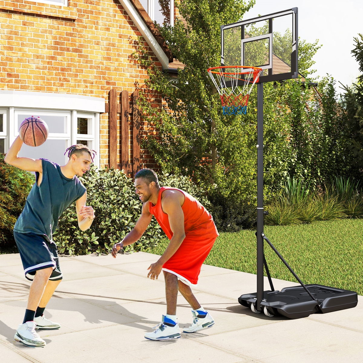 SP38525 3.3-10 ft. Portable Basketball Hoop Adjustable with Base & Wheels, Black