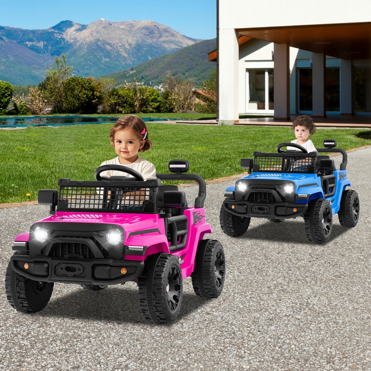 TQ10374US-PI 12V Kids Ride-on Truck - Battery-Powered Electric Vehicle, Pink