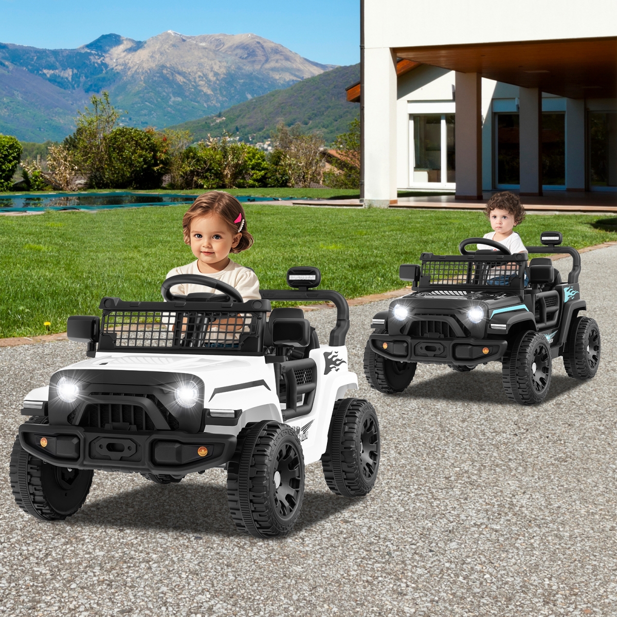 TQ10374US-WH 12V Kids Ride-on Truck - Battery-Powered Electric Vehicle, White