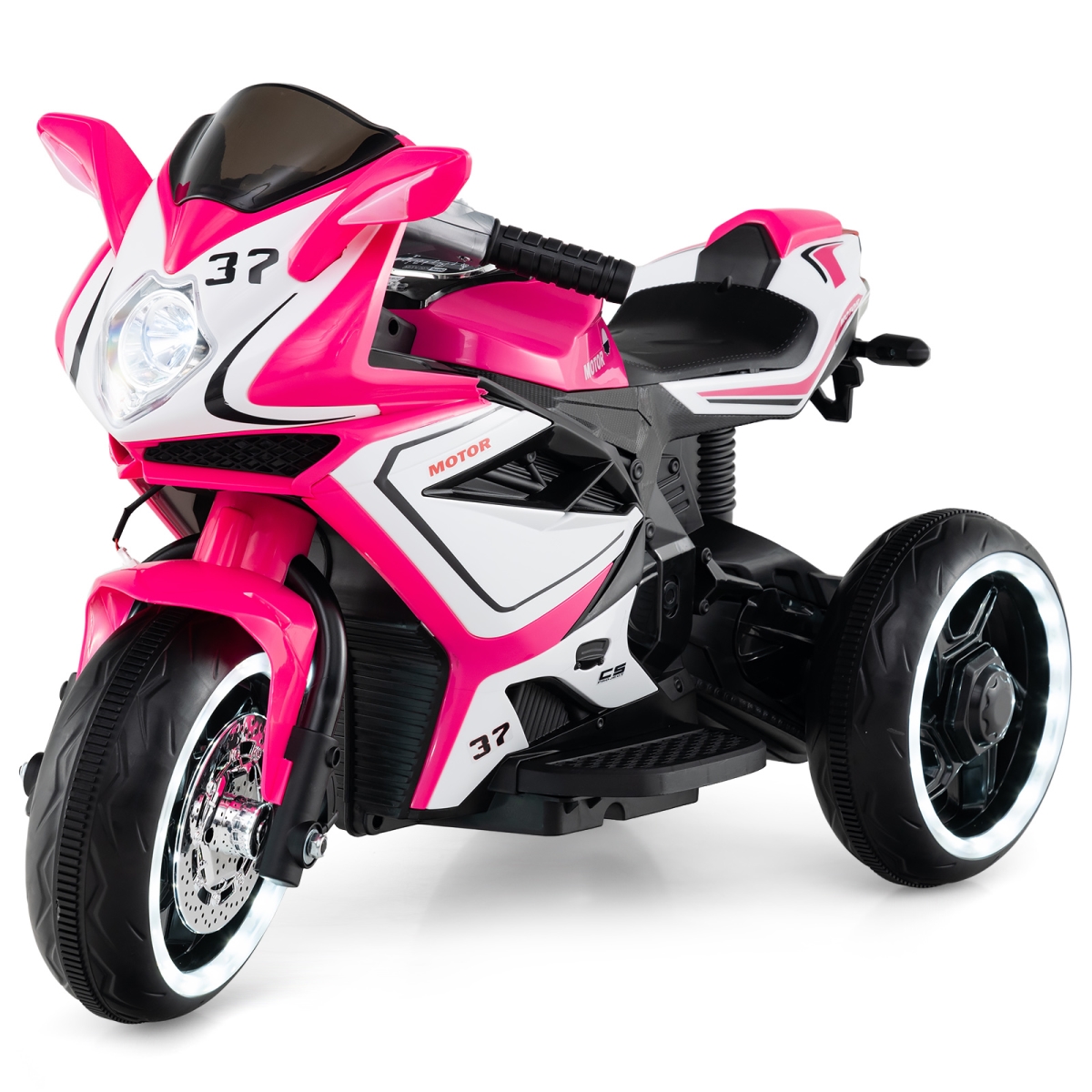 TQ10418US-PI Kids Ride-on Motorcycle 6V Battery Powered Mini Electric Motorbike with LED Lights, Pink
