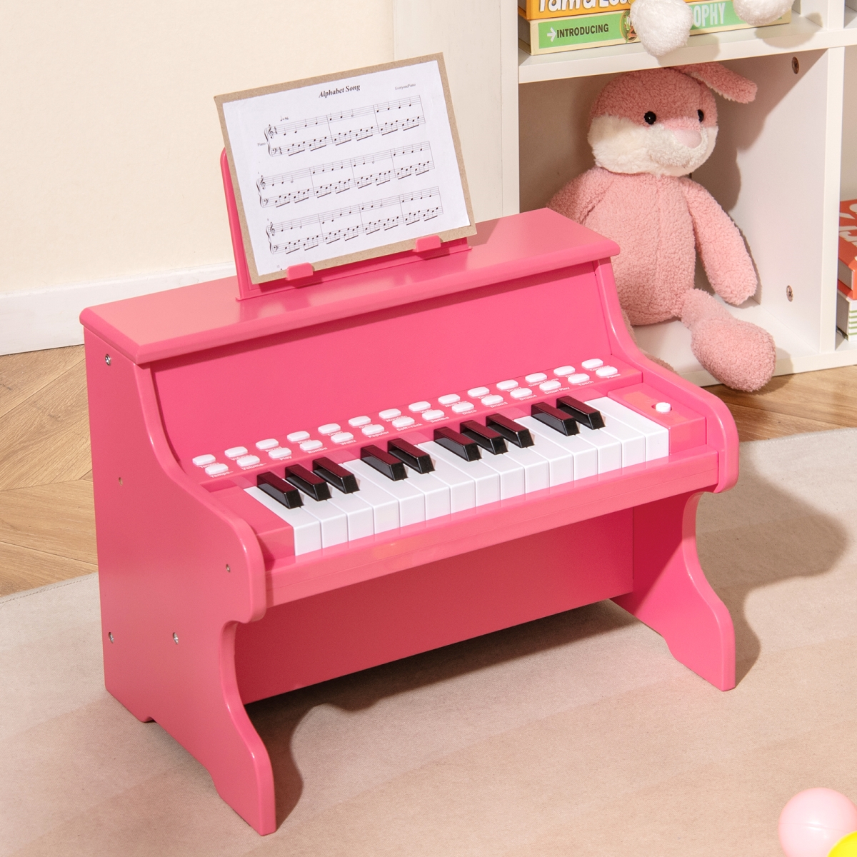 TM10159PI 25 Keys Kids Piano Keyboard with Adjustable Speed & Teaching Mode, Pink