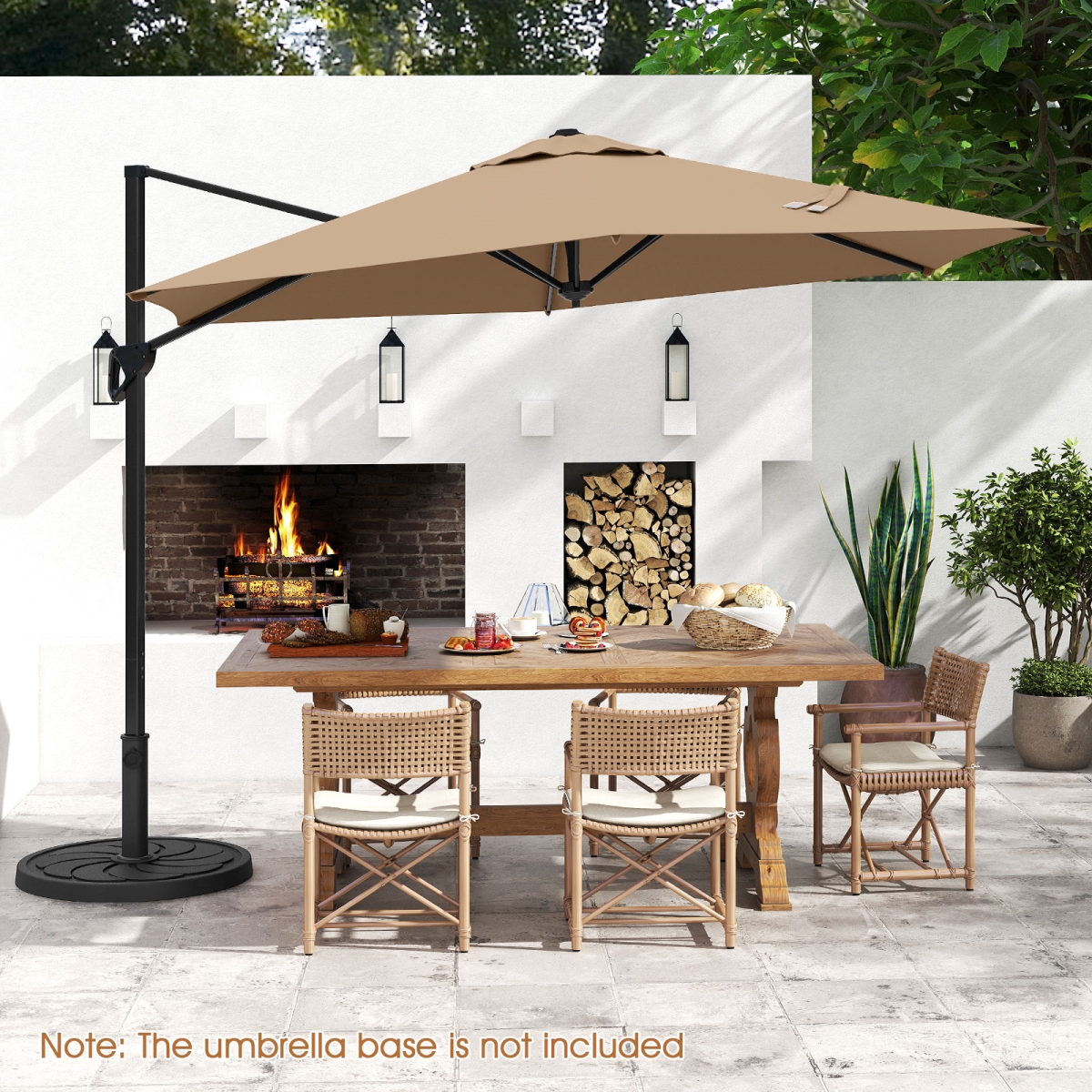 NP12368CF 9 ft. Cantilever Patio Umbrella with Vented Top & Sun-Protective Canopy, Brown