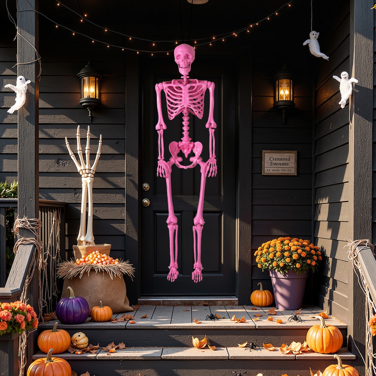 TT10038 5.5 ft. Life-Size Halloween Poseable Skeleton Pink Movable Joints