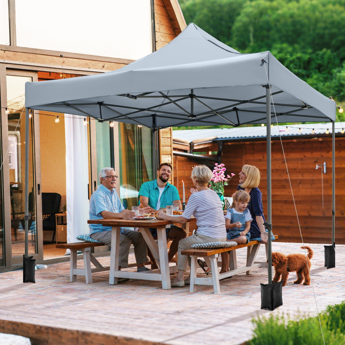 NP12819GR 10 x 10 ft. Outdoor Pop Up Canopy Tent - Easy Setup Gazebo Shelter with Wheeled Bag, Gray
