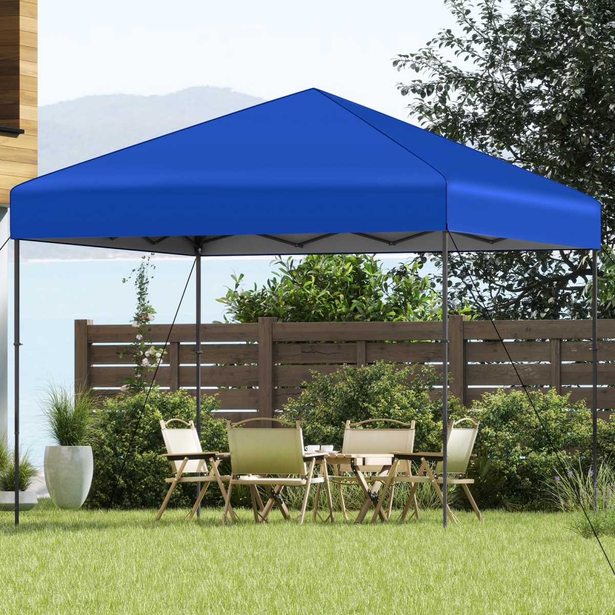 NP12553BL 10 x 10 ft. Pop Up Canopy Tent with Portable Carrying Bag & 8 Stakes, Blue