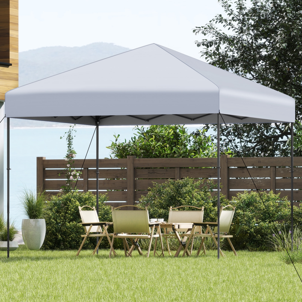 NP12553WH 10 x 10 ft. Pop Up Canopy Tent with Portable Carrying Bag & 8 Stakes, White