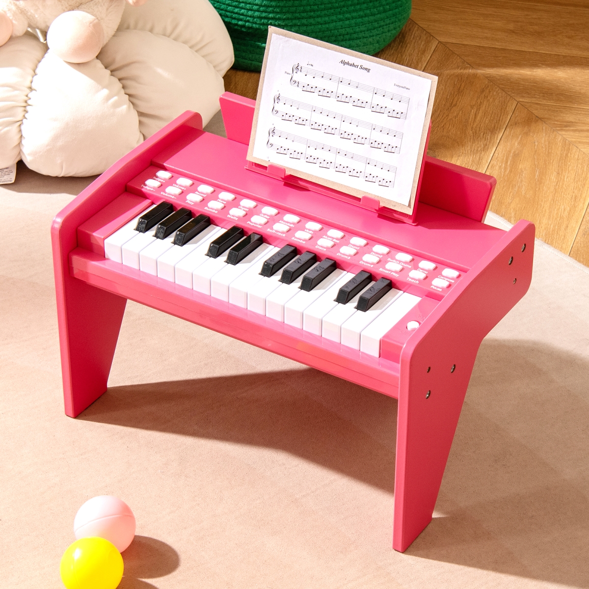 TM10158PI 25 Keys Kids Piano Keyboard with Adjustable Speed & Volume, Pink