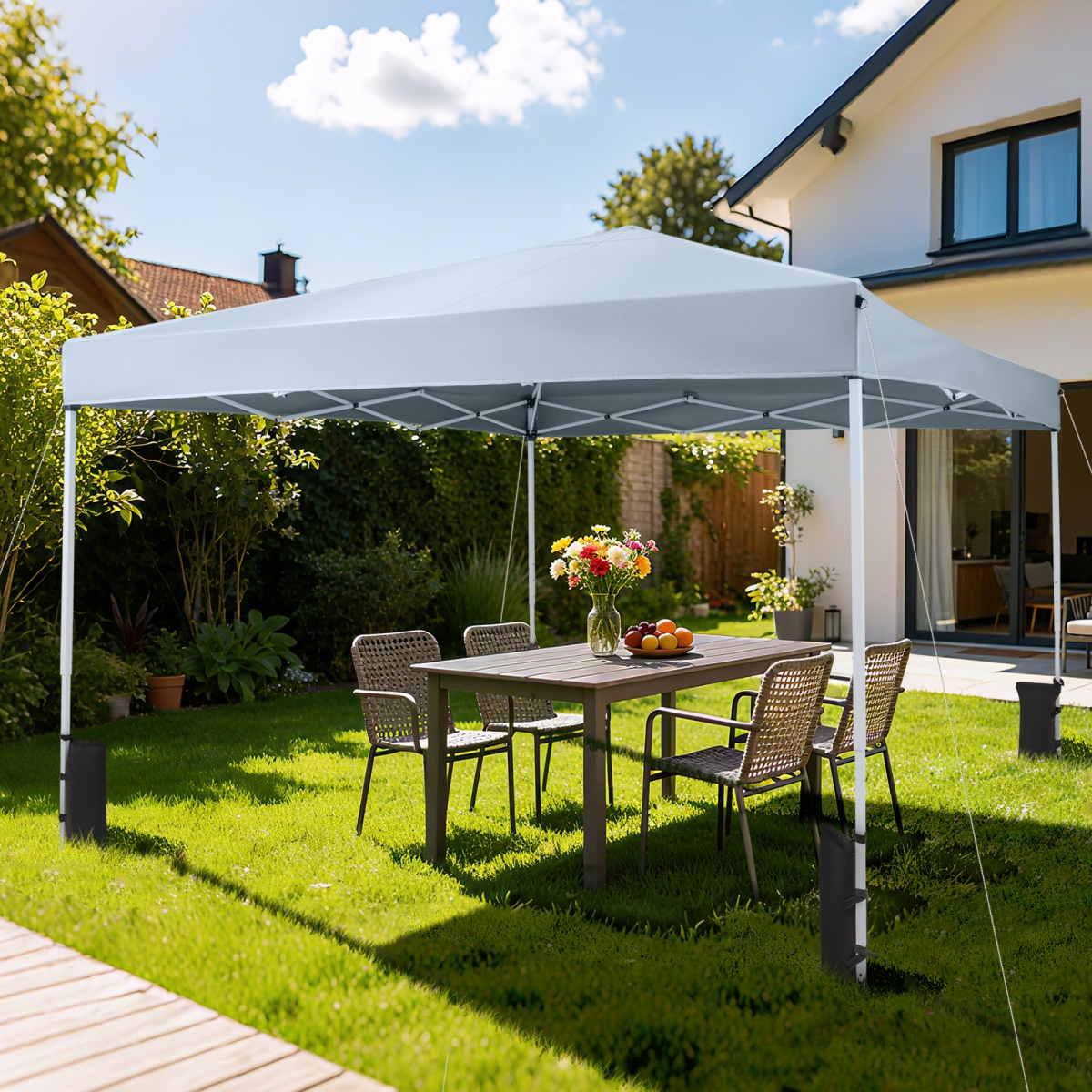NP12805GR 10 x 10 ft. Pop Up Canopy Tent with Carrying Bag & 4 Sandbags, Gray