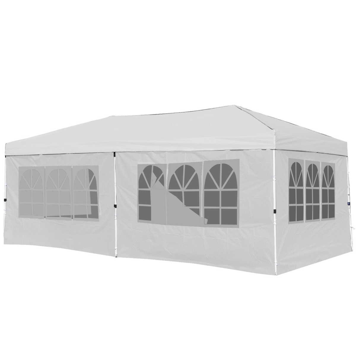 NP12816WH 10 x 20 ft. Pop Up Canopy Tent Instant Setup with 6 Sidewalls, White