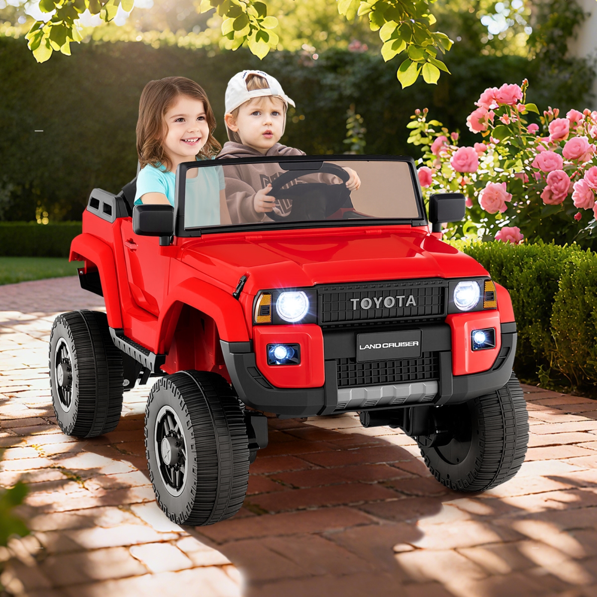 TQ10350US-RE 24V 2 Seater Ride-on Car - 4WD & 2WD Switchable for Kids with Remote for Ages 3 Plus, Red