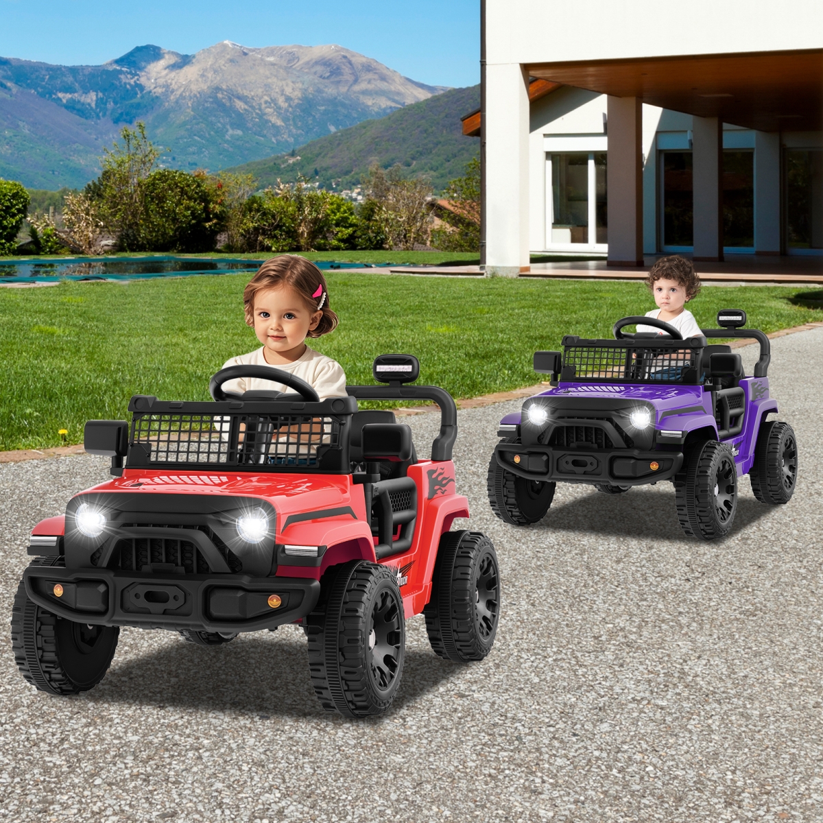 TQ10374US-ZS 12V Kids Ride-on Truck Car Battery Powered Electric Vehicle, Purple