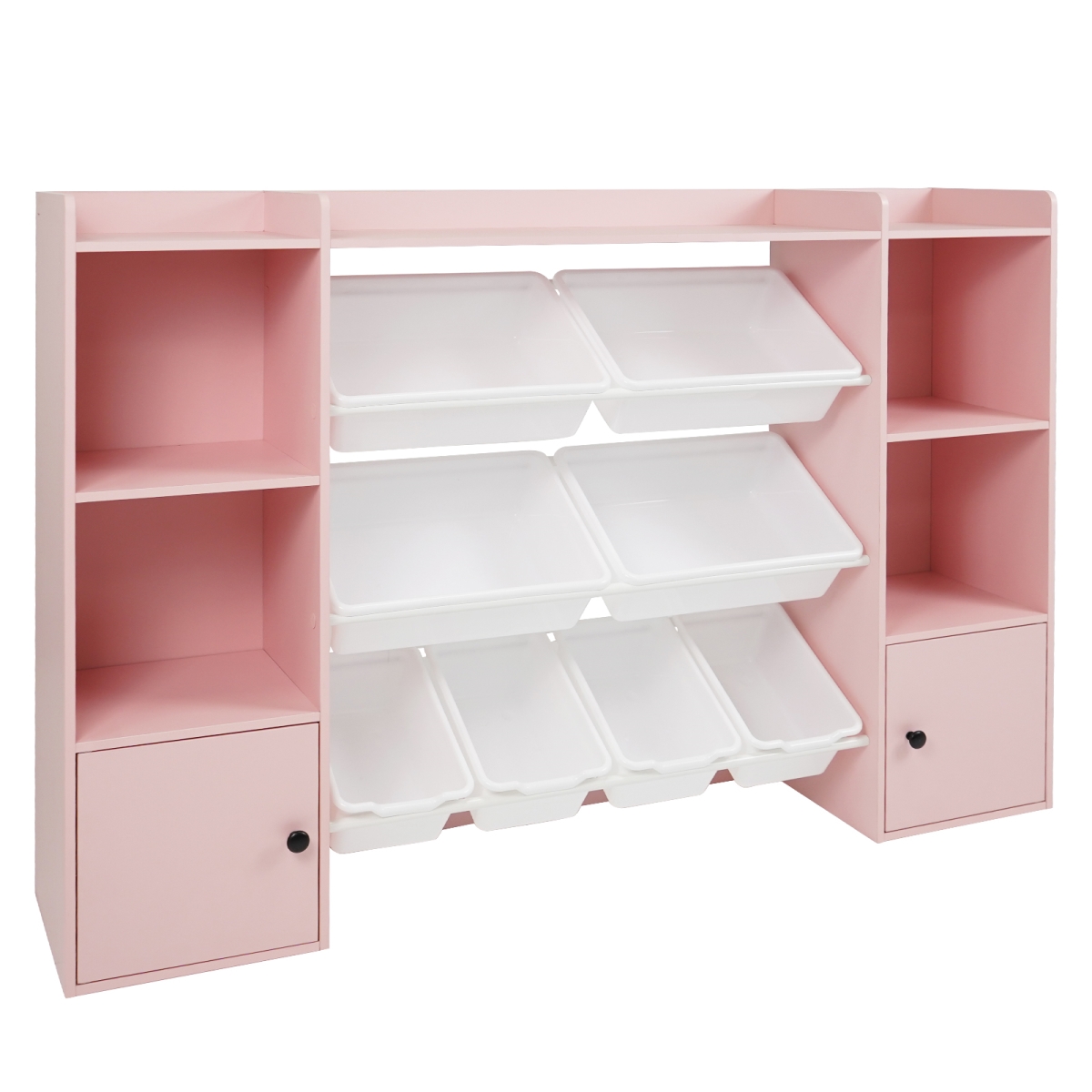 TP10465PI Kids Toy Storage & Bookshelf with Boxes & Open Shelves, Pink