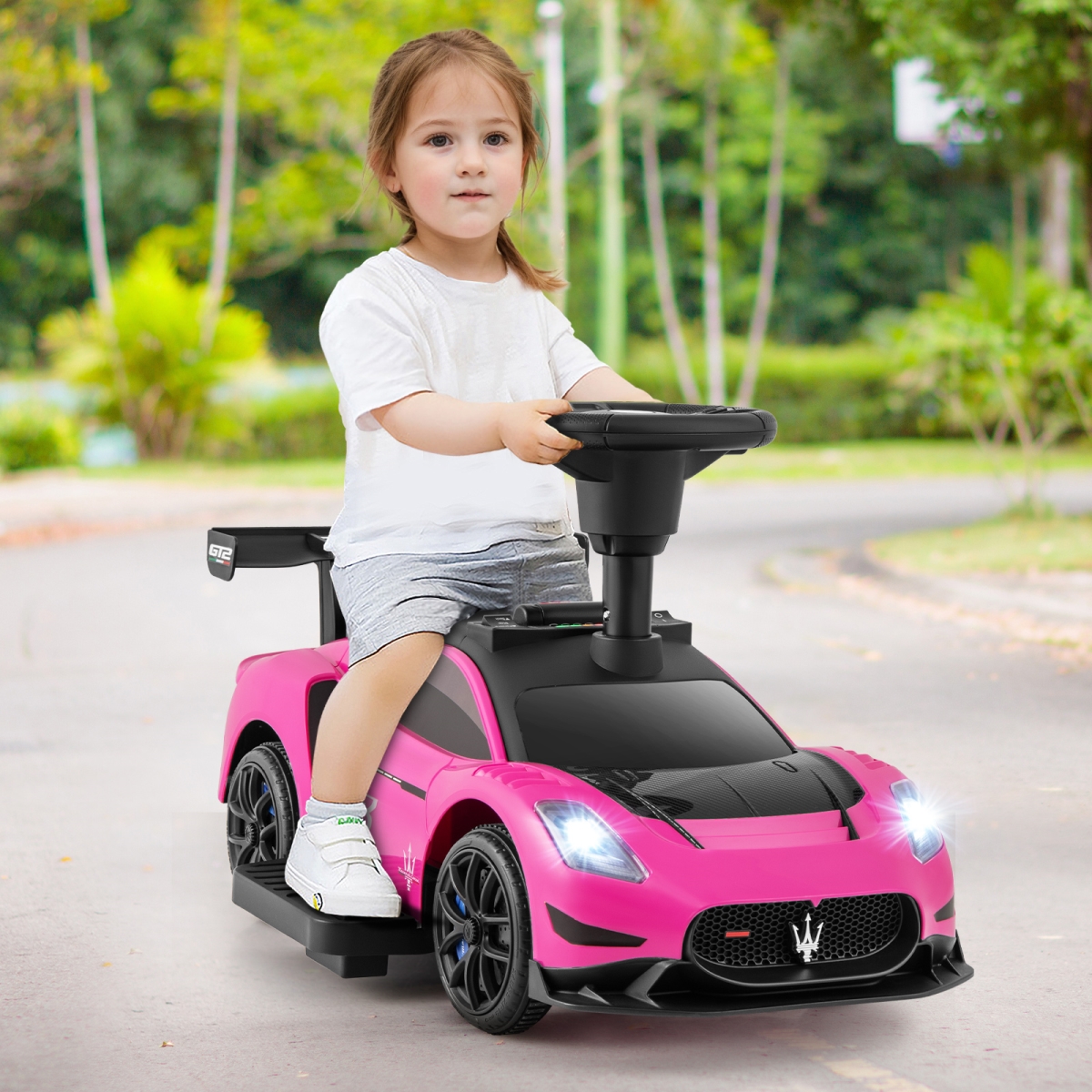 TQ10309US-PI 6V Licensed Maserati Electric Ride-on Car for Kids - Foot Pedal & Music, Pink