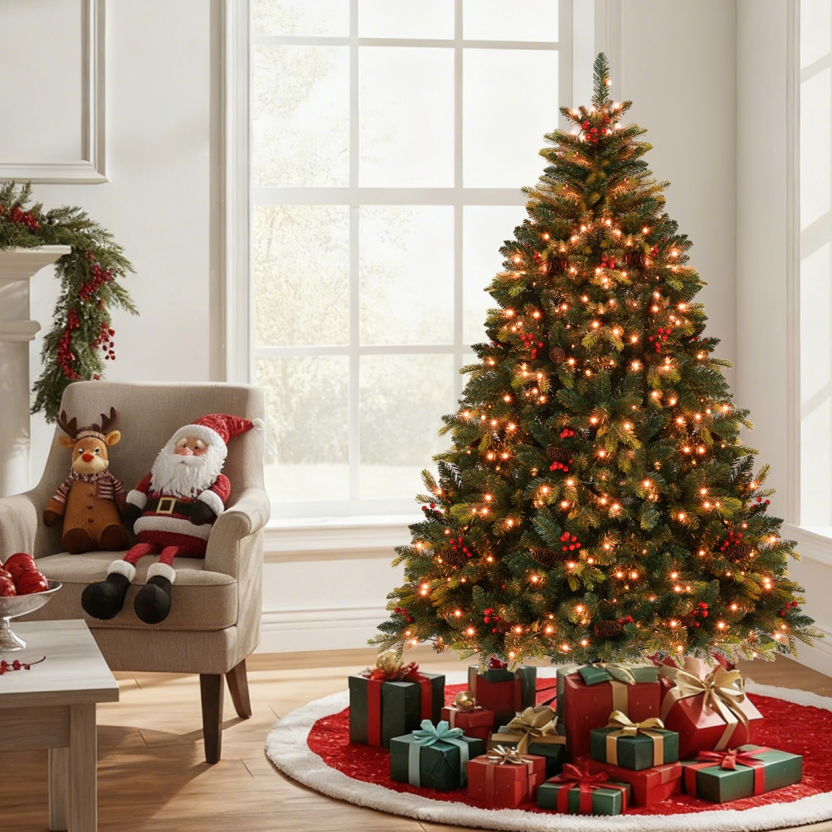 CM25169US-6 6 ft. Artificial Christmas Tree with LED Lights & Remote APP Control, Green