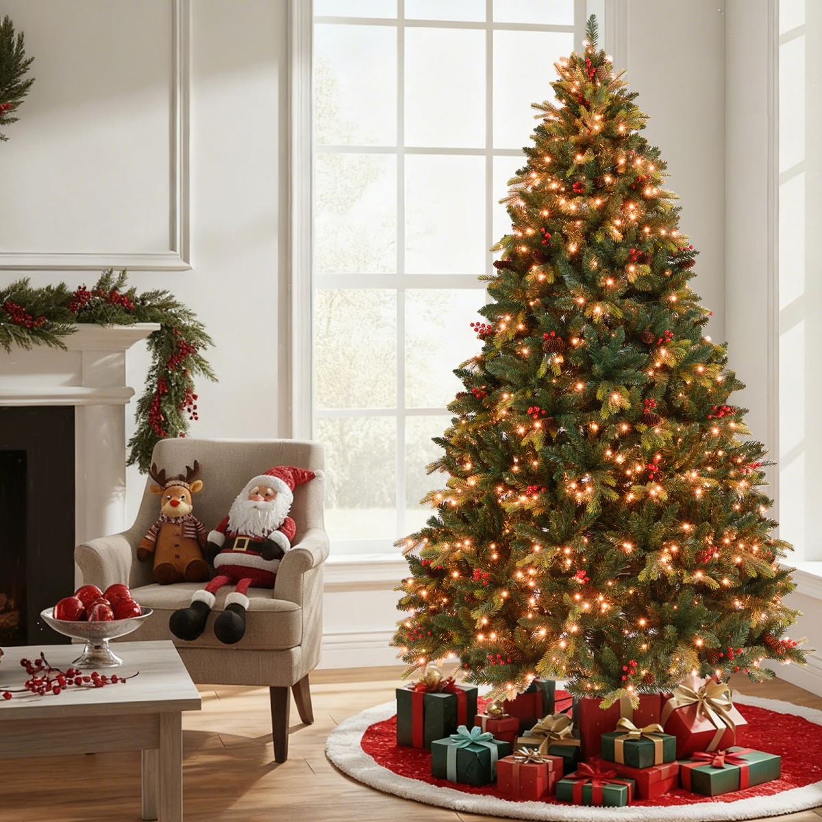 CM25169US-8 8 ft. Artificial Christmas Tree with LED Lights & Remote APP Control, Green