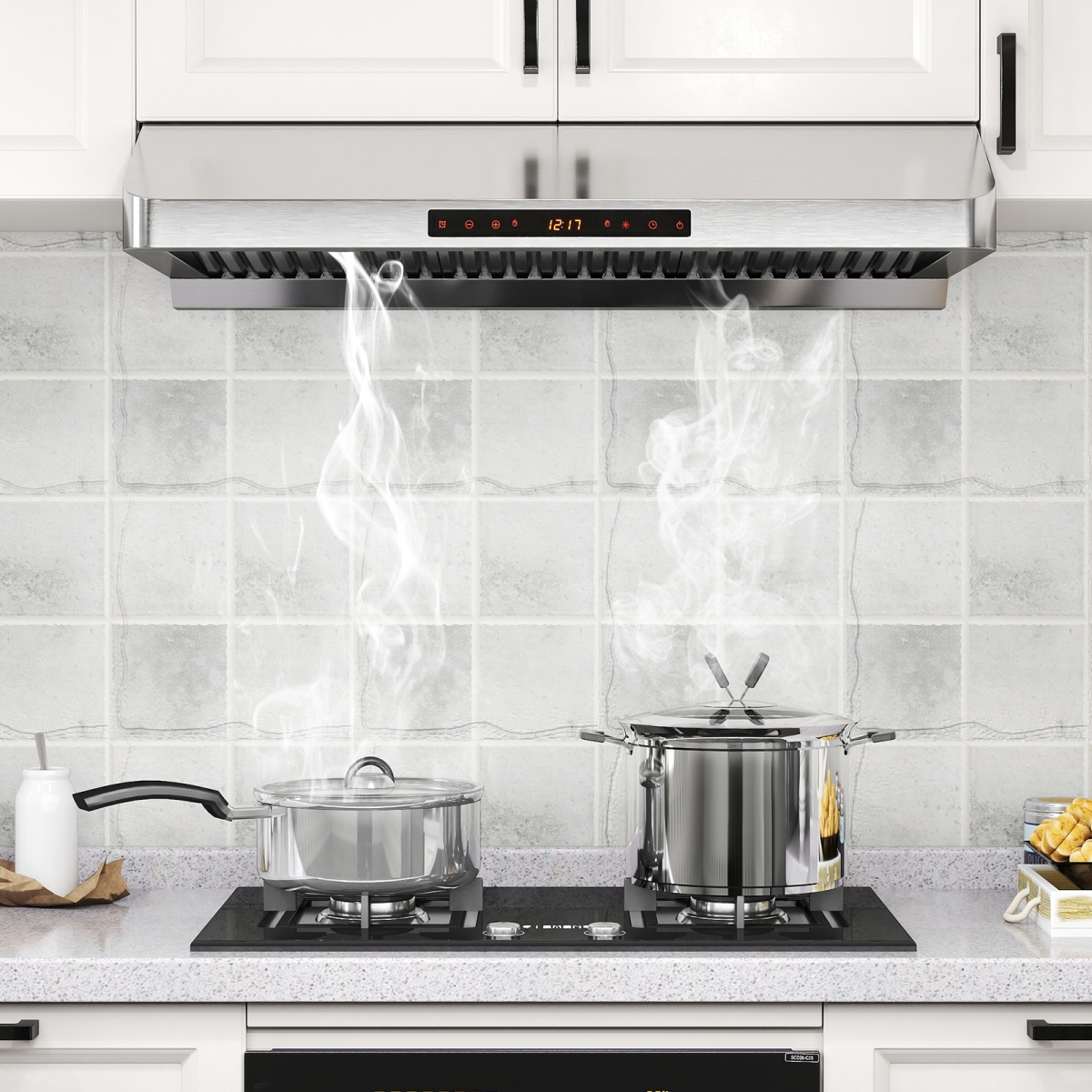 Picture of Costway FP10777US-SL 36 in. Under Cabinet Range Hood 900 CFM Kitchen Stove Vent with Oil Collector, Silver
