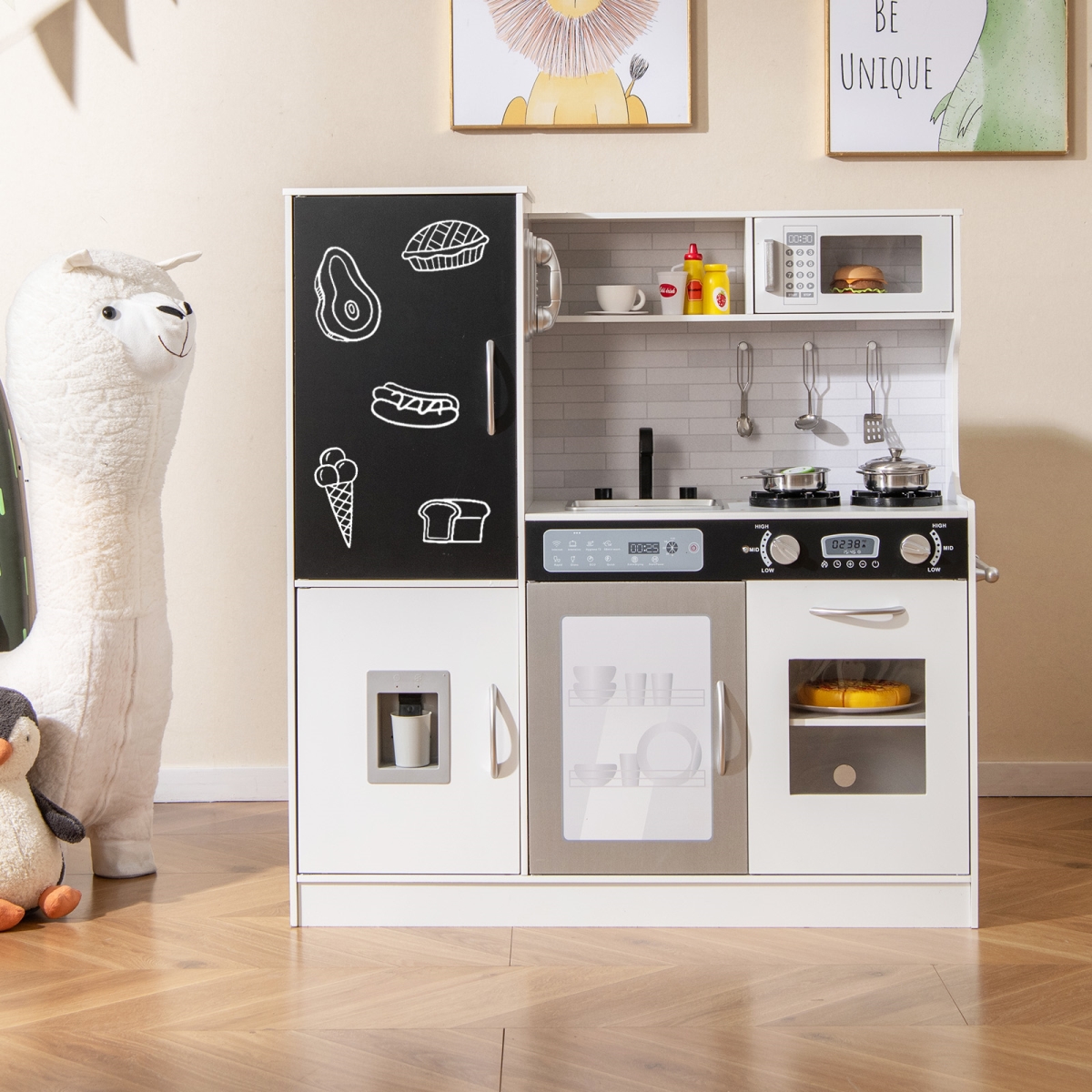 TP10184YS Pretend Play Kitchen with Utensils for Kids Aged 3 Plus, Silver